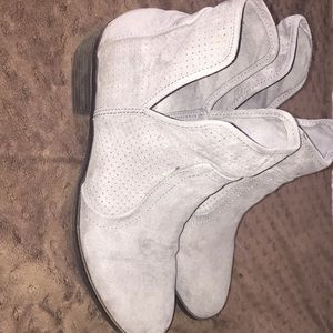 Gray suede booties
